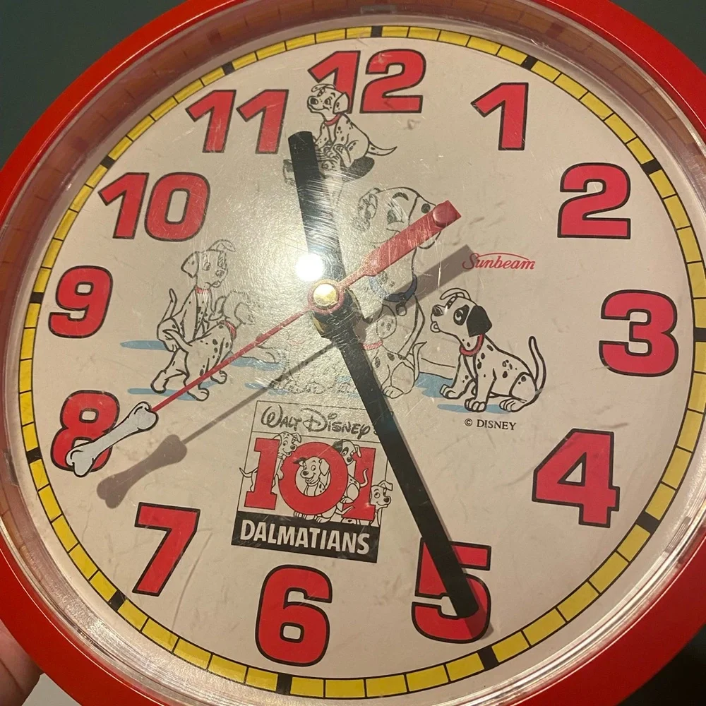 Vintage 101 Dalmatians 8.5” Wall Clock Walt Disney by Sunbeam